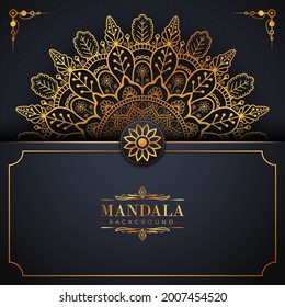 Luxury mandala background with golden arabesque pattern Arabic Islamic east style. Decorative mandala for print, poster, cover, brochure, flyer, banner, and your desired ideas. Mandala for Henna.