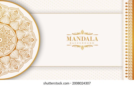 Luxury mandala background with golden arabesque pattern Arabic Islamic east style. Decorative mandala for print, poster, cover, brochure, flyer, banner, and your desired ideas. Mandala for Henna.