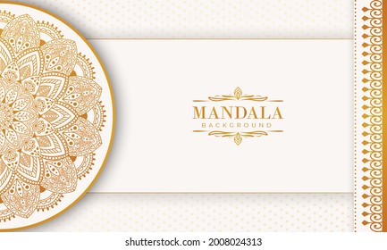 Lujoso marco mandala con un patrón arabesco dorado estilo árabe islámico oriental. Mandala decorativa para imprimir, afiche, portada, folleto, volante, pancarta y sus ideas deseadas. Mandala para Henna.