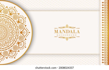 Luxury mandala background with golden arabesque pattern Arabic Islamic east style. Decorative mandala for print, poster, cover, brochure, flyer, banner, and your desired ideas. Mandala for Henna.