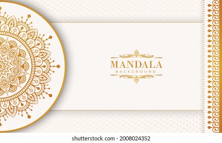 Luxury mandala background with golden arabesque pattern Arabic Islamic east style. Decorative mandala for print, poster, cover, brochure, flyer, banner, and your desired ideas. Mandala for Henna.