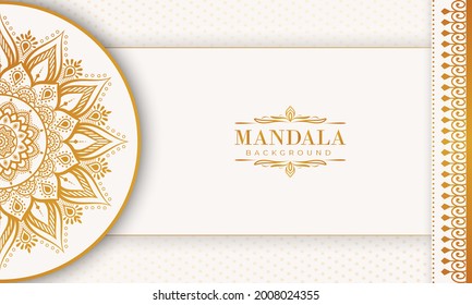 Luxuriöser Mandalahintergrund mit goldenem arabischen Muster arabisch-islamischer Oststil. Dekorative Mandala für Druck, Poster, Cover, Broschüre, Flyer, Banner und Ihre Wunschvorstellungen. Mandala für Henna.