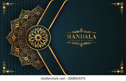 Luxury mandala background with golden arabesque pattern Arabic Islamic east style. Decorative mandala for print, poster, cover, brochure, flyer, banner, and your desired ideas. Mandala for Henna.