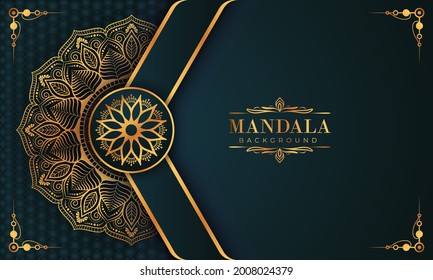 Luxury mandala background with golden arabesque pattern Arabic Islamic east style. Decorative mandala for print, poster, cover, brochure, flyer, banner, and your desired ideas. Mandala for Henna.