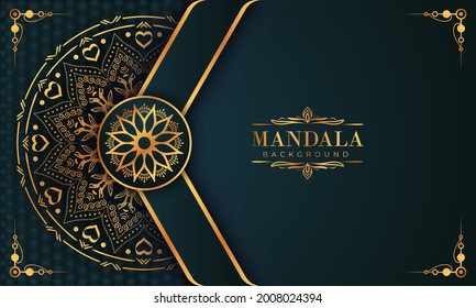 Luxury mandala background with golden arabesque pattern Arabic Islamic east style. Decorative mandala for print, poster, cover, brochure, flyer, banner, and your desired ideas. Mandala for Henna.