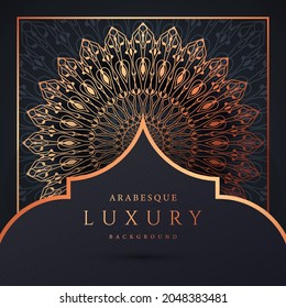 Luxury mandala background with golden arabesque pattern gold color. Ornament elegant invitation wedding card , invite ,Arabesque Pattern, Islamic, backdrop cover banner illustration vector design
