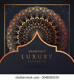 Luxury mandala background with golden arabesque pattern gold color. Ornament elegant invitation wedding card , invite ,Arabesque Pattern, Islamic, backdrop cover banner illustration vector design