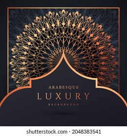 Luxury mandala background with golden arabesque pattern gold color. Ornament elegant invitation wedding card , invite ,Arabesque Pattern, Islamic, backdrop cover banner illustration vector design