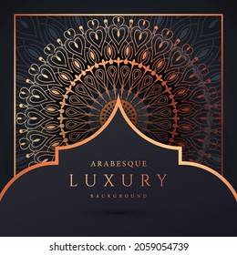 Luxury mandala background with golden arabesque pattern gold color. 