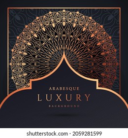 Luxury mandala background with golden arabesque pattern gold color.