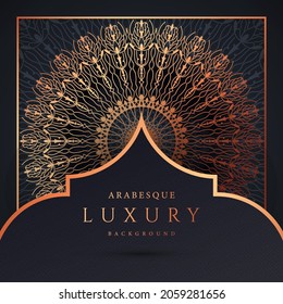 Luxury mandala background with golden arabesque pattern gold color.