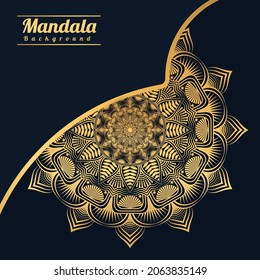 Luxury mandala background with golden arabesque pattern Golden arabesque arabas style for Islamic Ramadan Style Decorative mandala. Ornamental floral art Design, Cover, Poster, Flyer 