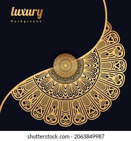 Luxury mandala background with golden arabesque pattern Golden arabesque arabas style for Islamic Ramadan Style Decorative mandala. Ornamental floral art Design, Cover, Poster, Flyer 