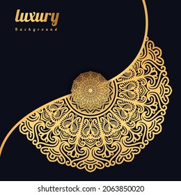 Luxury mandala background with golden arabesque pattern Golden arabesque arabas style for Islamic Ramadan Style Decorative mandala. Ornamental floral art Design, Cover, Poster, Flyer 