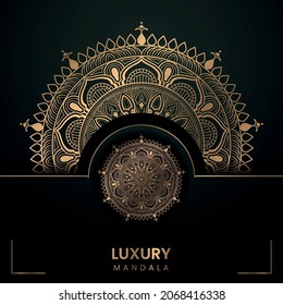 Luxury mandala background with golden arabesque pattern Arabic Islamic east style. Decorative ornament in ethnic oriental style. Coloring book page.