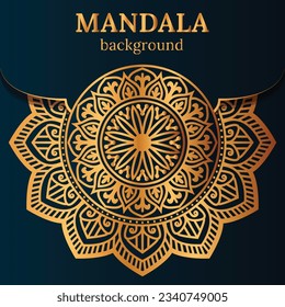 Lujoso marco mandala con un patrón arabesco dorado estilo árabe islámico oriental. Mandala decorativa para imprimir, afiche, portada, folleto