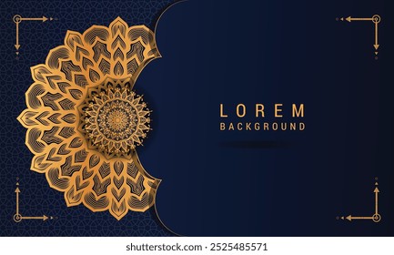 Plano de fundo mandala de luxo com padrão arabesco dourado estilo árabe islâmico oriental. Mandala decorativa para impressão, brochura, folheto