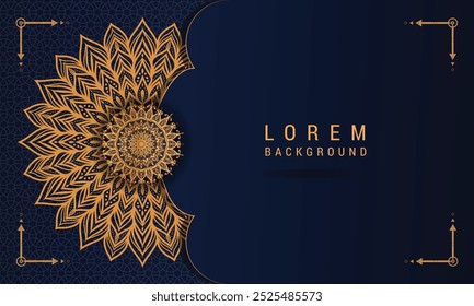 Plano de fundo mandala de luxo com padrão arabesco dourado estilo árabe islâmico oriental. Mandala decorativa para impressão, brochura, folheto