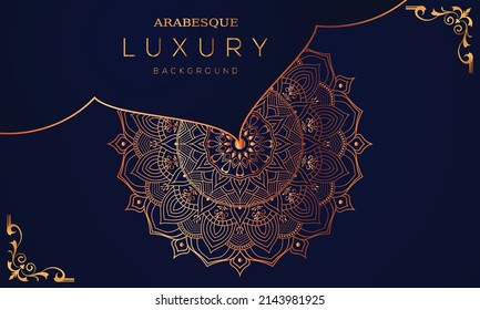 Luxury mandala Background and golden color with arabesque pattern Decorative mandala for print, cover, poster, banner, brochure, and flyer, EPS 10