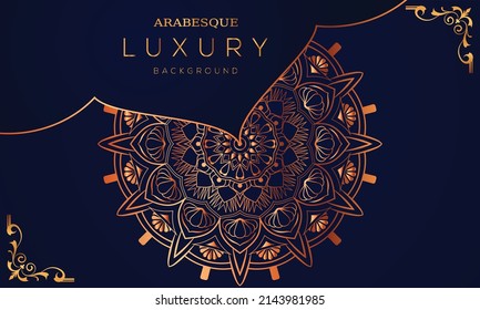 Luxury mandala Background and golden color with arabesque pattern Decorative mandala for print, cover, poster, banner, brochure, and flyer, EPS 10