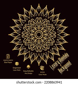 Luxury mandala background with golden Colourful template Design .