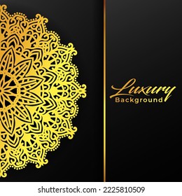 Fondo de Mandala de lujo y adorno vectorial de gradiente dorado