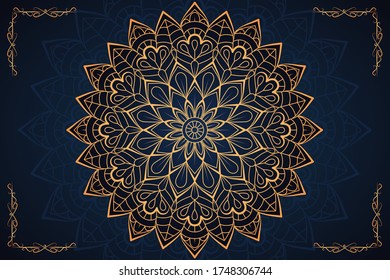 Luxury Mandala Background with golden mandalas  Round Indian pattern, Muslim pattern.  Islamic Gold mandala design background. vector Illustrator