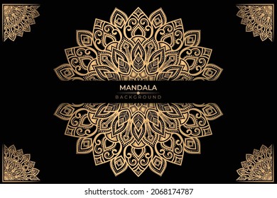 luxury mandala background with golden pattern