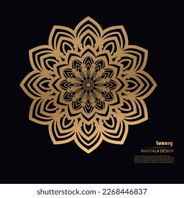 Mandala de lujo con dorado patrón mandala decorativa para imprimir, afiche, portada, folleto, volante, banner.