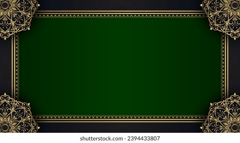 Luxury mandala background, green and black