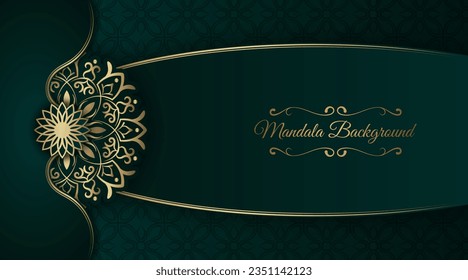 luxury mandala background, green and gold, design vector