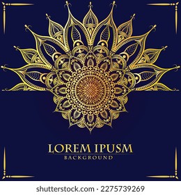 Luxury Mandala background isolated on blue background, decoration elements for wedding cover cover page, invitation card design, yoga poster, meditation poster design, mandala art illustration vector