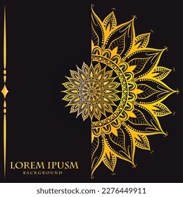 Luxury Mandala background isolated on dark background, decoration elements for wedding cover cover page, invitation card design, yoga poster, meditation poster design, mandala art illustration vector