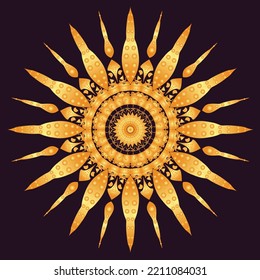 Luxury mandala background on gold color and blue background