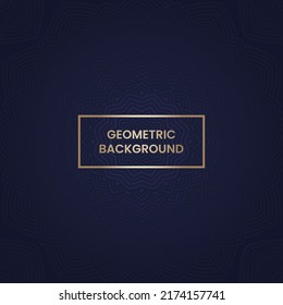 Luxury mandala background pattern. Decorative abstract ornament on navy blue background. Dark backdrop with symmetric texture for print, poster, cover, brochure, flyer, banner, business card. Vector.