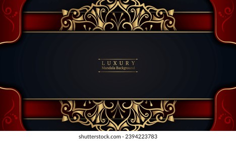 Luxury mandala background, red and black