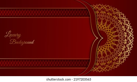 luxury mandala background, red and gold