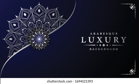 Luxury mandala background with silver arabesque pattern arabic islamic east style for Wedding card, book cover.

