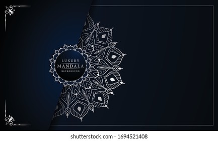 Luxury mandala background with silver arabesque pattern arabic islamic east style for Wedding card, book cover.
