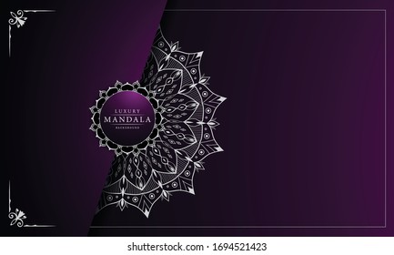 Mandala de lujo con estilo arabesco plateado estilo arabesco-oriental islámico para Bodas, portada de libro.
