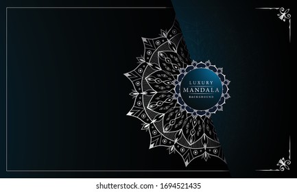 Luxury mandala background with silver arabesque pattern arabic islamic east style for Wedding card, book cover.
