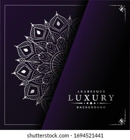 Luxury mandala background with silver arabesque pattern arabic islamic east style for Wedding card, book cover.
