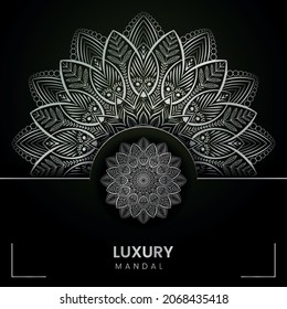 Luxury mandala background with silver arabesque pattern Arabic Islamic east style. Decorative ornament in ethnic oriental style. Coloring book page.