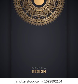 Luxury mandala background for wedding invitation book cover. luxury golden mandala pattern vector on black background.