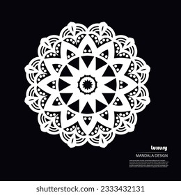 Mandala de lujo con manala decorativa en blanco o plateado para imprimir, afiche, portada, folleto, volante, banner.