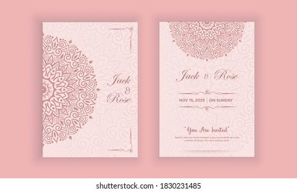 Luxury mandala based wedding invitation card design