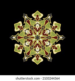 luxury mandala in black background, vector illustration.