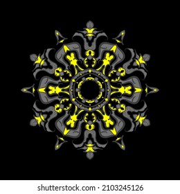 mandala de lujo en fondo negro, ilustración vectorial.