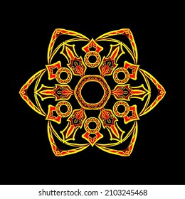Luxus-Mandala auf schwarzem Hintergrund, Vektorgrafik.