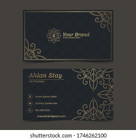 Luxury Mandala Business Card Template With Gold Color.